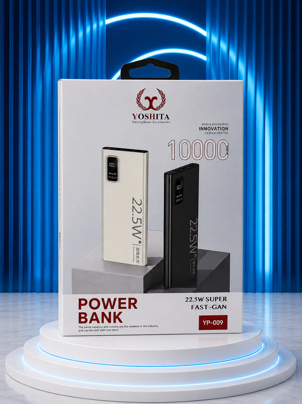 پاوربانک ۱۰۰۰۰ میلیآمپر یوشیتا مدل YP-009 با شارژ فوقسریع ۲۲.۵ وات و فناوری GAN