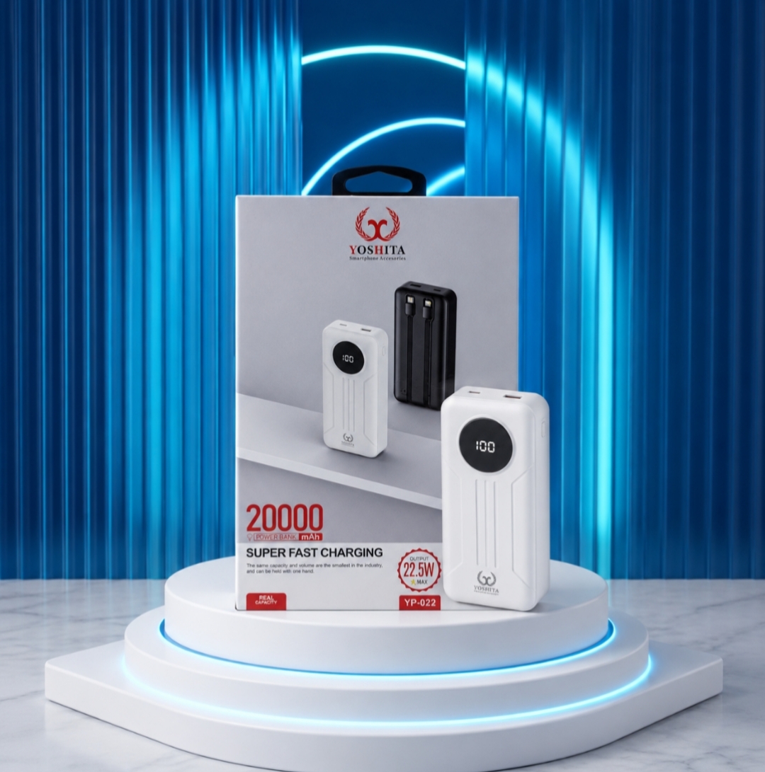 پاوربانک ۲۰۰۰۰ میلی‌آمپر یوشیتا مدل YP-022 با شارژ سریع ۲۲.۵ وات